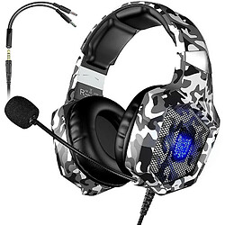 Chrono Casque Gaming pour PS4 Xbox One, Casque PC avec Microphone de Suppression du Bruit Compatible avec Les Jeux Nintendo Switch Ordinateur Portable Mac (Camouflage) 