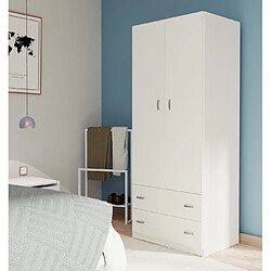 Acheter Pegane Armoire placard / meuble de rangement coloris Blanc brillant - Hauteur 180 x Longueur 74 x Profondeur 50 cm