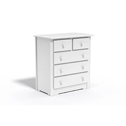 DECOPIN commode 5 tiroirs fidji - blanc uni