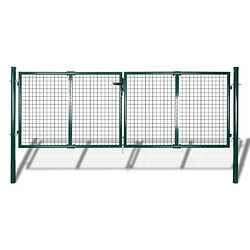 vidaXL Portail de clôture Acier 306x175 cm Vert 