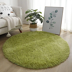 LUUCOZK Tapis à poils longs doux et moelleux pour chambre à coucher et salon - Vert gazon-100x100cm (rond)