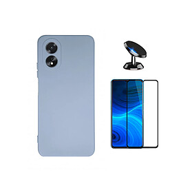 Kit de film en verre trempé de la couverture 5D + couvercle de silicone liquide + SuppOrt Magnétique Phonecare pour Oppo A38 4G - Bleu clair 