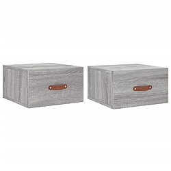 vidaXL Tables de chevet murales 2 pcs sonoma gris 35x35x20 cm