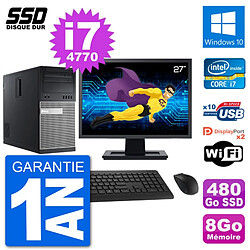 PC Tour Dell 9020 Ecran 27" Intel Core i7-4770 RAM 8Go SSD 480Go Windows 10 Wifi · Occasion 