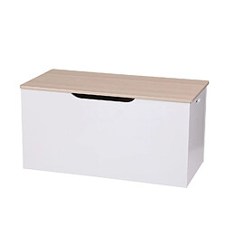 Toilinux Coffre de rangement Dream pour enfant - 80 x 40 cm. - Blanc et Bois