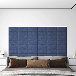 vidaXL Panneaux muraux 12 pcs Bleu 30x15 cm Tissu 0,54 m² 