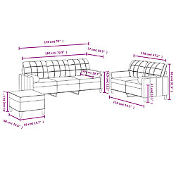 vidaXL Ensemble de canapés 3 pcs avec coussins taupe tissu pas cher