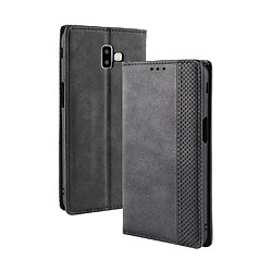 Etui en PU style vintage auto-absorbé noir pour votre Samsung Galaxy J6 Plus