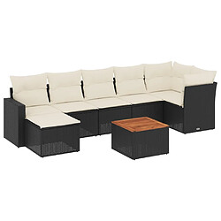 Maison Chic Ensemble Tables et chaises d'extérieur 8 pcs avec coussins,Salon de jardin noir résine tressée -GKD519761