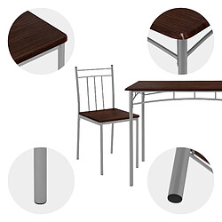 ML-Design Set table de salle à manger avec 4 chaises 110 cm marron/chêne foncé MDF/acier pas cher