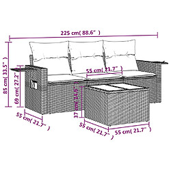 Avis vidaXL Salon de jardin avec coussins 4 pcs beige résine tressée