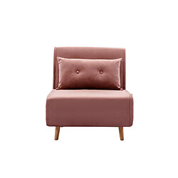 Vente-Unique Fauteuil convertible en velours rose poudré URIBIA