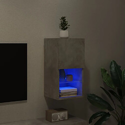 Maison Chic Meuble TV avec lumières LED, Banc TV pour salon, Meuble de rangement gris béton 30,5x30x60 cm -GKD47756 pas cher