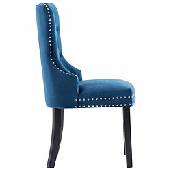 Maison Chic Lot de 2 Chaises à manger modernes,Chaises à dîner bleu velours -MN45817 pas cher