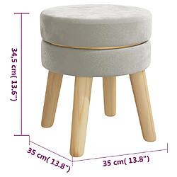 vidaXL Tabouret rond Gris clair Velours pas cher