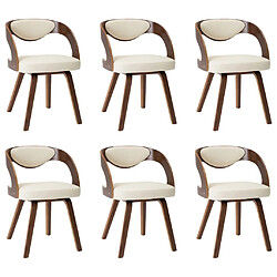 Maison Chic Lot de 6 Chaises à manger,Chaise pour cuisine crème bois courbé et similicuir -MN42418