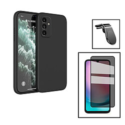 PHONECARE Kit Film Verre Trempé 5D Anti-Spy + Coque Silicone Liquide + Support Renforcé pour Samsung Galaxy A24 4G - Noir 