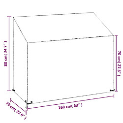 vidaXL Housses de banc de jardin 2 pcs 8 œillets 160x70x70/88 cm PE pas cher