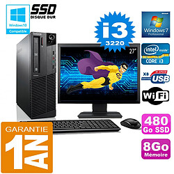 PC Lenovo M92p SFF Core I3-3220 Ram 8Go Disque 480 Go SSD Wifi W7 Ecran 27" - Occasion