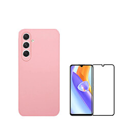 Kit de film en verre trempé de la couverture de 5D + couvercle de silicone liquide Phonecare pour Samsung Galaxy A05s - rose 