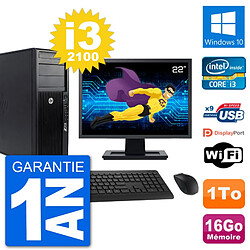 PC Tour HP Z210 Ecran 22" Intel i3-2100 RAM 16Go Disque Dur 1To Windows 10 Wifi · Occasion 