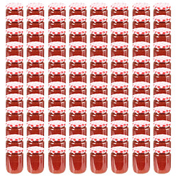 vidaXL Pots à confiture Couvercle blanc et rouge 96 pcs Verre 230 ml