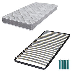 Ebac Matelas mousse + Sommier métal C220 90x190 Morgan - Hauteur 17 cm - Soutien ferme