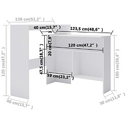 vidaXL Table de bar avec 2 dessus de table Blanc 130x40x120 cm pas cher