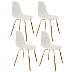 Toilinux Lot de 4 Chaises scandinave Phenix en polypropylène et métal - Blanc