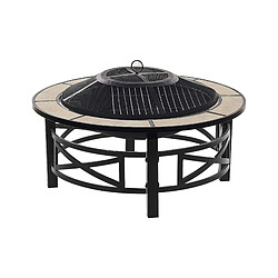 Beliani Brasero barbecue en acier noir et céramique HIERRO