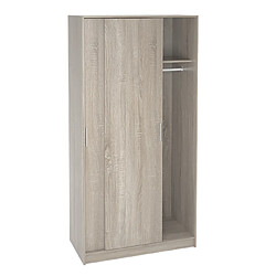 Pegane Armoire placard / meuble de rangement coloris chêne - Longueur 100 x Hauteur 200 x Profondeur 50 cm