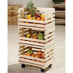 Pegane Caisse Etagére cagette pour rangement en Bois empilables pour fruits et légumes, 30 x 37 x 80 cm