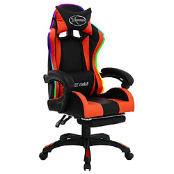 Maison Chic Fauteuil de jeux vidéo avec LED,Fauteuil Gamer du Bureau RVB Orange et noir Similicuir -MN44132