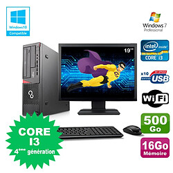 Lot PC Fujitsu E720 E85+ I3-4130 3.4GHz 16Go 500Go Graveur WIFI W7 + Ecran 19" · Occasion 