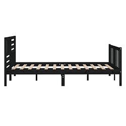 Maison Chic Lit Moderne Chambre - Cadre/structure de lit pour adulte Noir Bois massif 135x190 cm Double -MN58064 pas cher