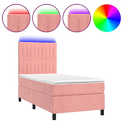 vidaXL Sommier à lattes de lit avec matelas LED Rose 100x200cm Velours