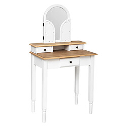 Avis Pegane Coiffeuse en verre trempé et bois MDF coloris blanc - Longueur 66,5 x Profondeur 39,5 x Hauteur 129 cm