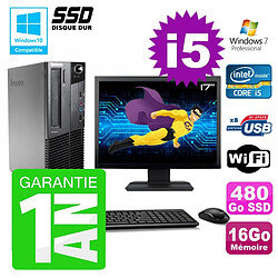 PC Lenovo M91p SFF Intel I5-2400 16Go Disque 480Go SSD Graveur Wifi W7 Ecran 17" · Occasion 