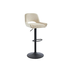 Acheter Vente-Unique Lot de 2 tabourets de bar en tissu texturé et métal noir - Hauteur réglable - Crème - MAYENO