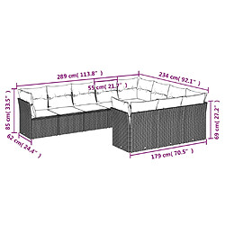 Avis vidaXL Salon de jardin avec coussins 10 pcs gris clair résine tressée