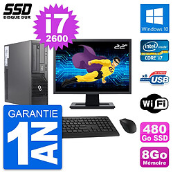 PC Fujitsu E500 E85+ DT Ecran 22" i7-2600 RAM 8Go SSD 480Go Windows 10 Wifi · Occasion 