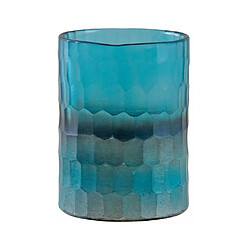 Aubry Gaspard Photophore en verre mosaique turquoise.