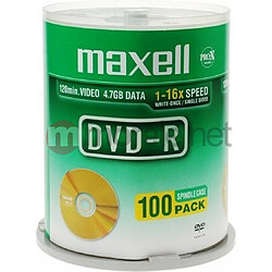 Maxell DVD-R Capacité 4,7 Go / 120 min Vitesse 16x Lot de 100 (Import Allemagne) 