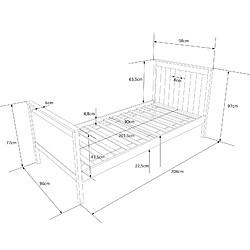 Decoshop26 Lit 1 personne simple avec sommier à lattes 90x200cm en bois blanc LIT06076