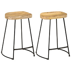 vidaXL Tabourets de bar Gavin 2 pcs 46x40x63 cm Bois massif manguier 