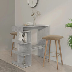 vidaXL Table de bar étagère de rangement Gris béton Bois d'ingénierie