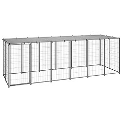 Helloshop26 Chenil extérieur cage enclos parc animaux chien argenté 330 x 110 x 110 cm acier 02_0000270