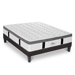 MAISON AUBERTIN Ensemble ALTESSE + sommier gris 140x200 Ensemble matelas à Mémoire de forme et Sommier en kit 140x200