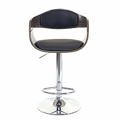 Mendler Tabouret de bar HWC-A47, chaise de bar, bois courbé, design rétro ~ gris, similicuir noir