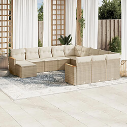 Maison Chic Salon de jardin avec coussins 12 pcs, Ensemble Tables et chaises de jardin, beige résine tressée -GKD924574